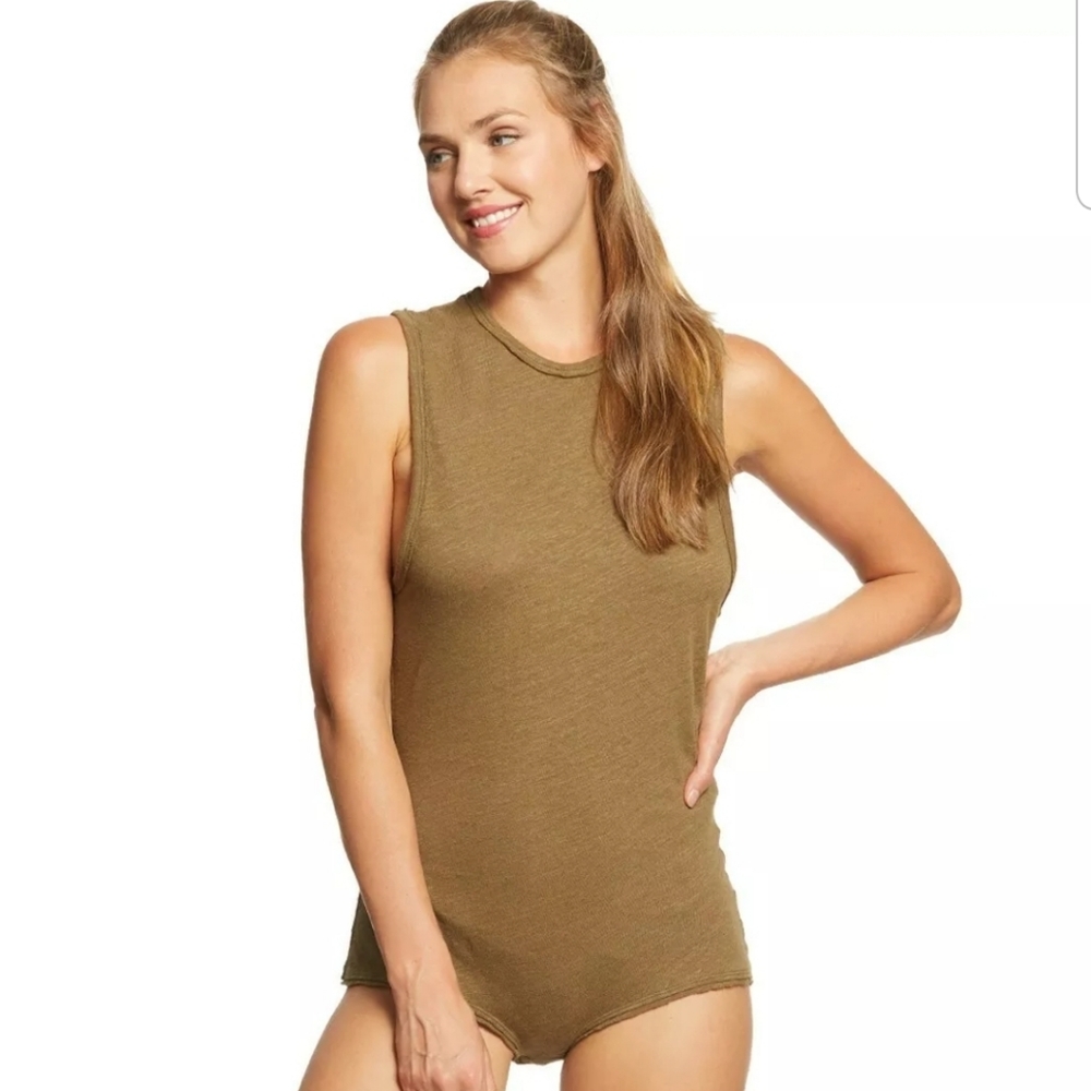 Free People Army Green Tank Body Suit